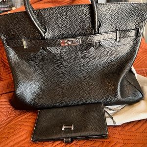 Black genuine leather bag